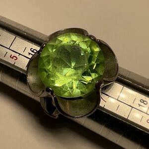 Clark and Coombs sterling silver and Large Green Stone. Emerald, peridot?